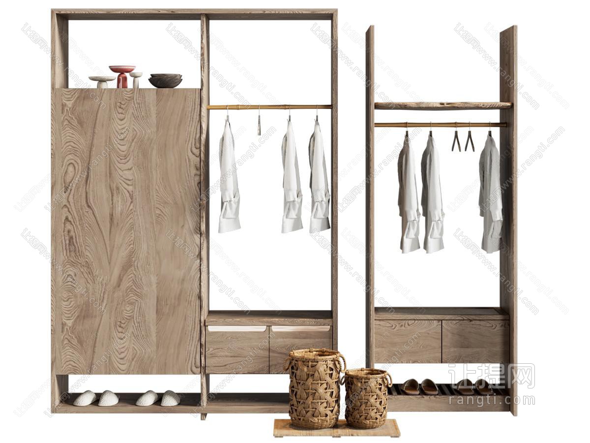 侘寂原木衣柜