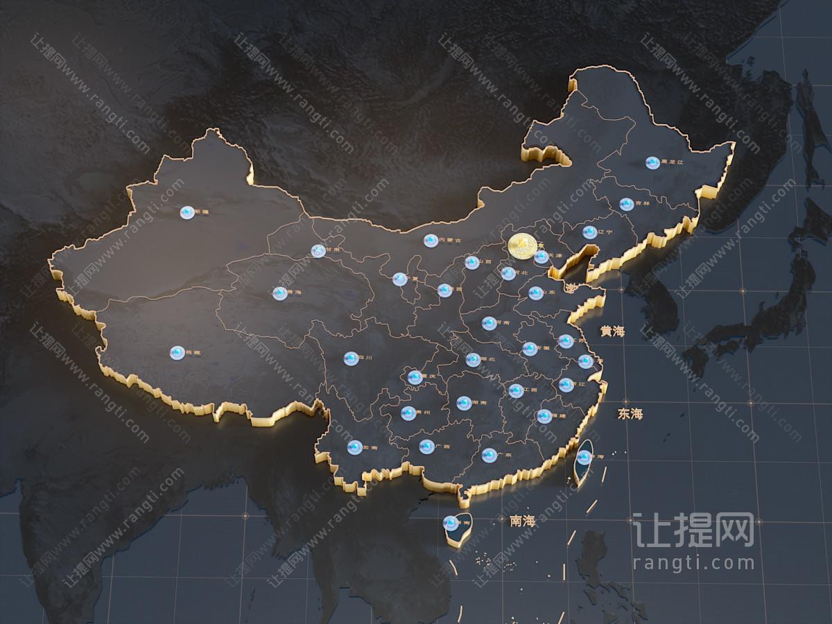 中国地图 黑金地图 科技地图 科技中国地图