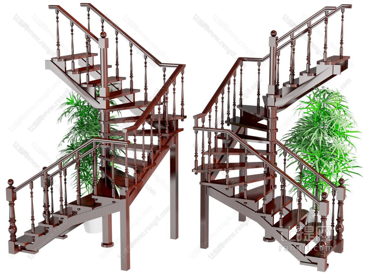 欧式转角旋转实木楼梯