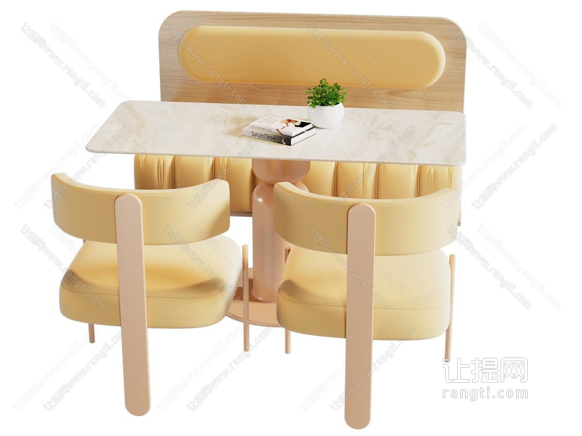 现代卡座餐桌椅组合