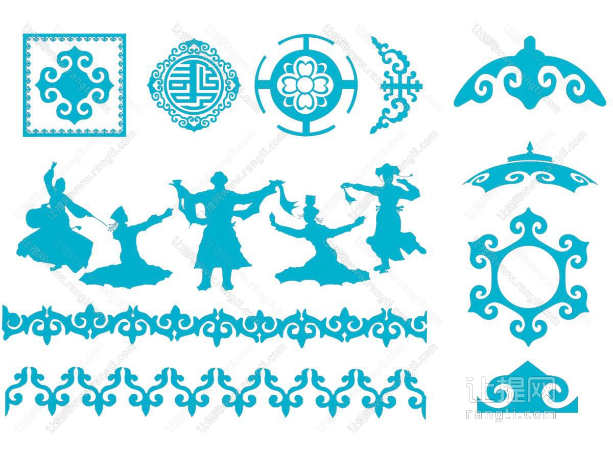 苗族 少数民族花纹元素 剪影墙饰
