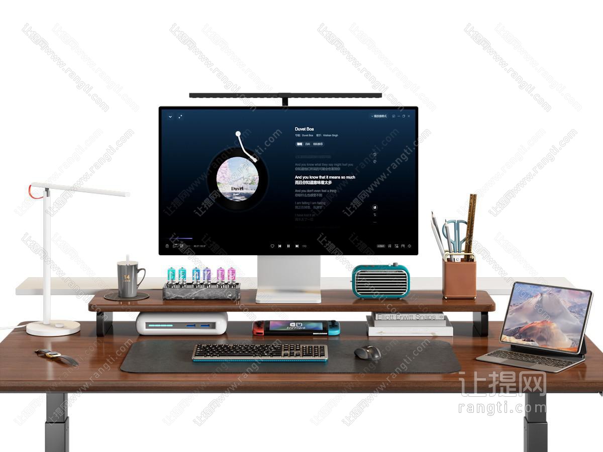 办公用品 桌面摆件 台式电脑 笔筒