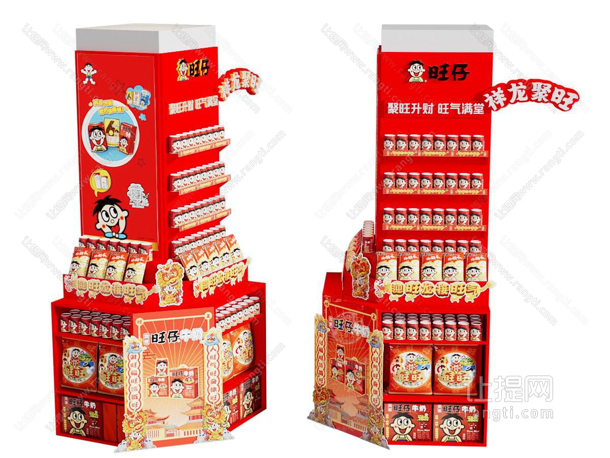 旺旺快消品包柱展柜