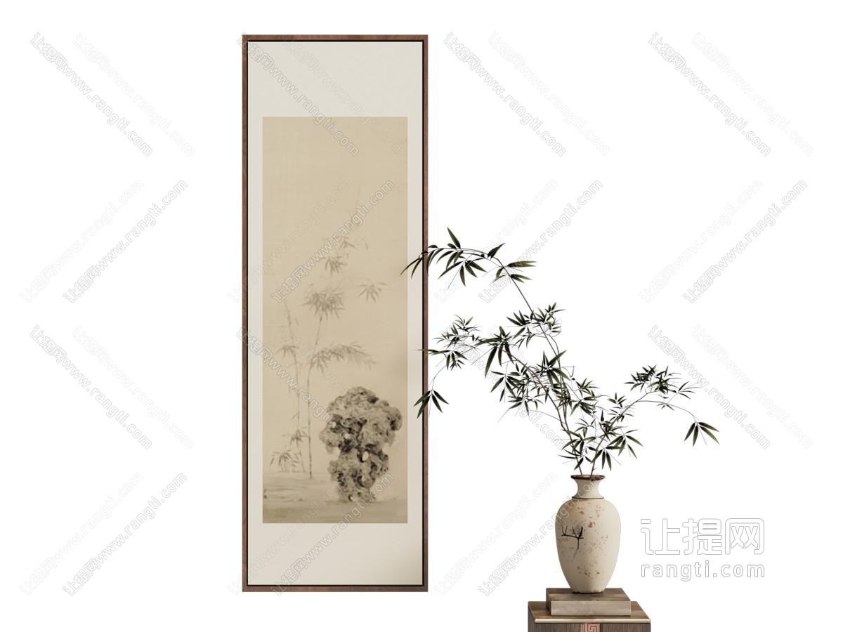 新中式装饰画花瓶