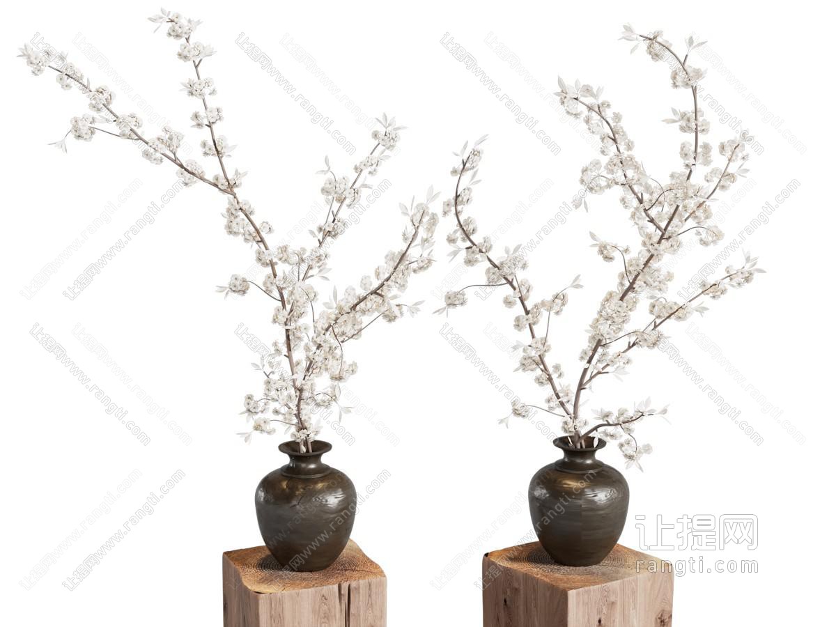 侘寂中古花瓶 玄关摆件 枯枝花