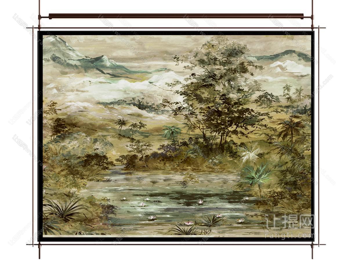 新中式水墨画 山水画 装饰画