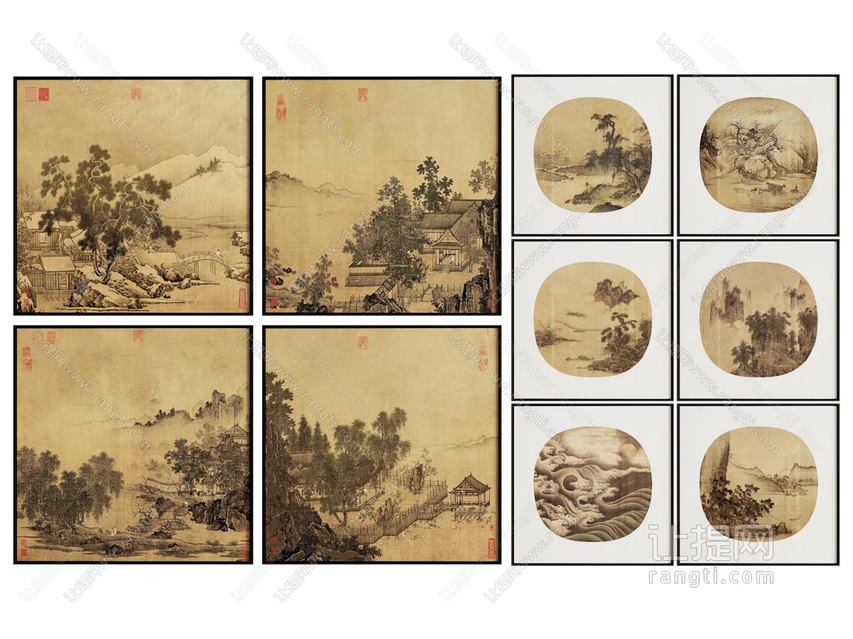新中式水墨画 山水画 装饰画