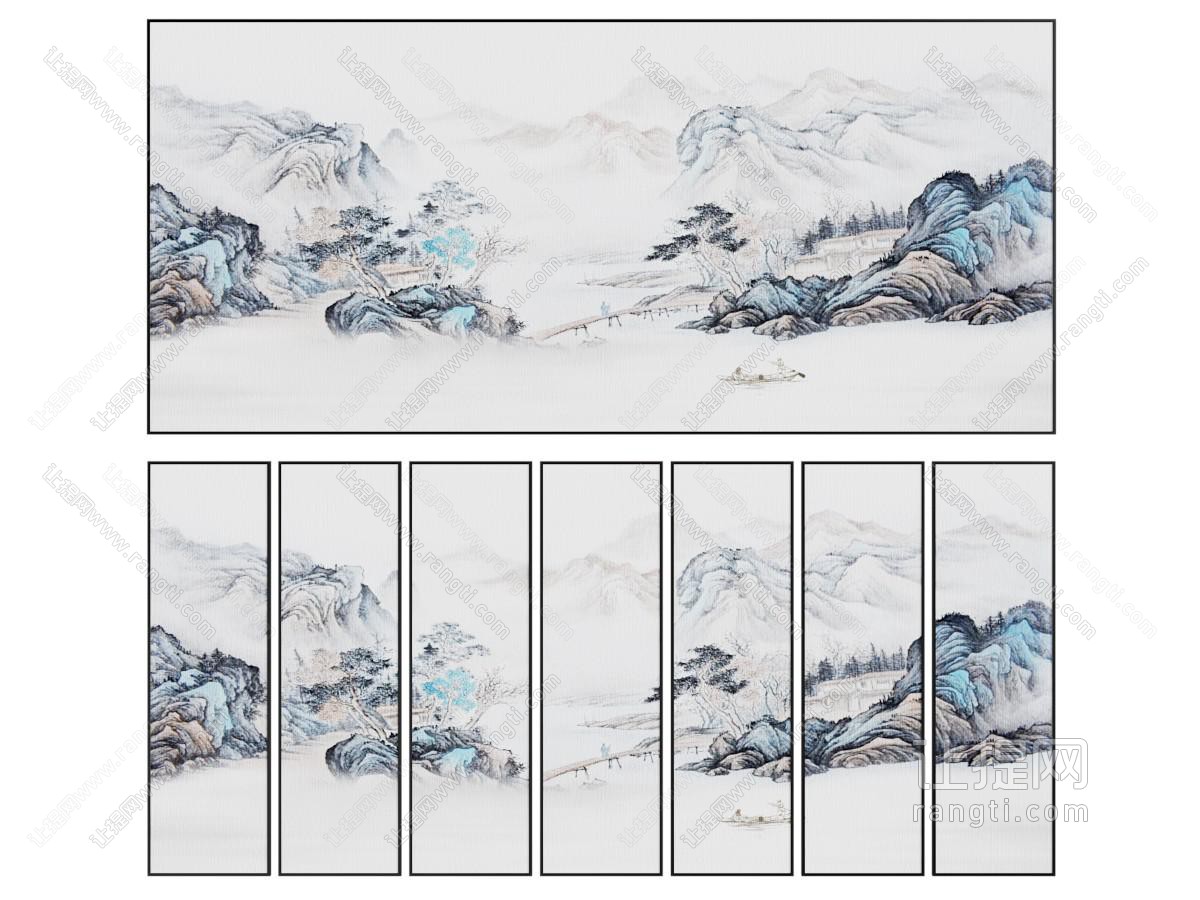 新中式挂画 壁画布 山水画