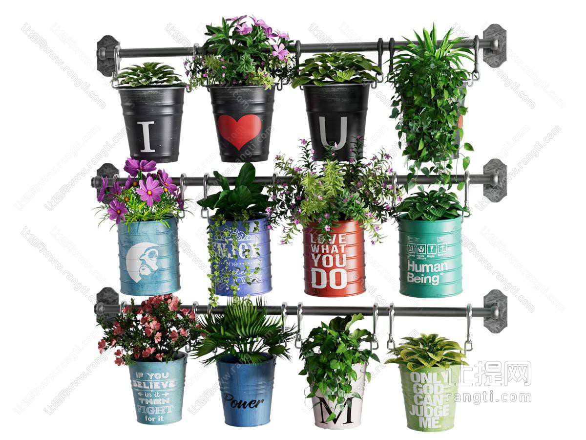 工业风筒装壁挂绿植盆栽