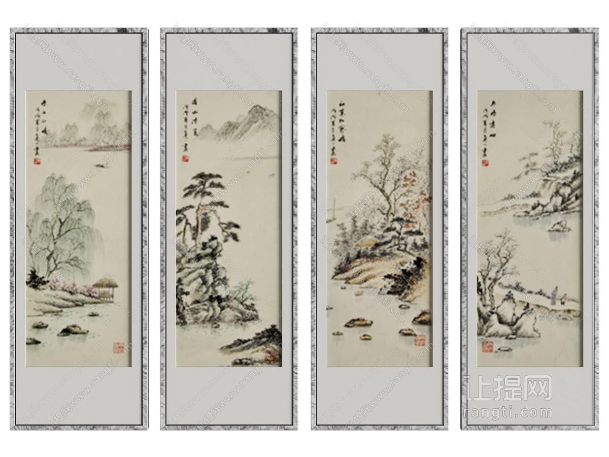 新中式山水画 字画 组合画 装饰画