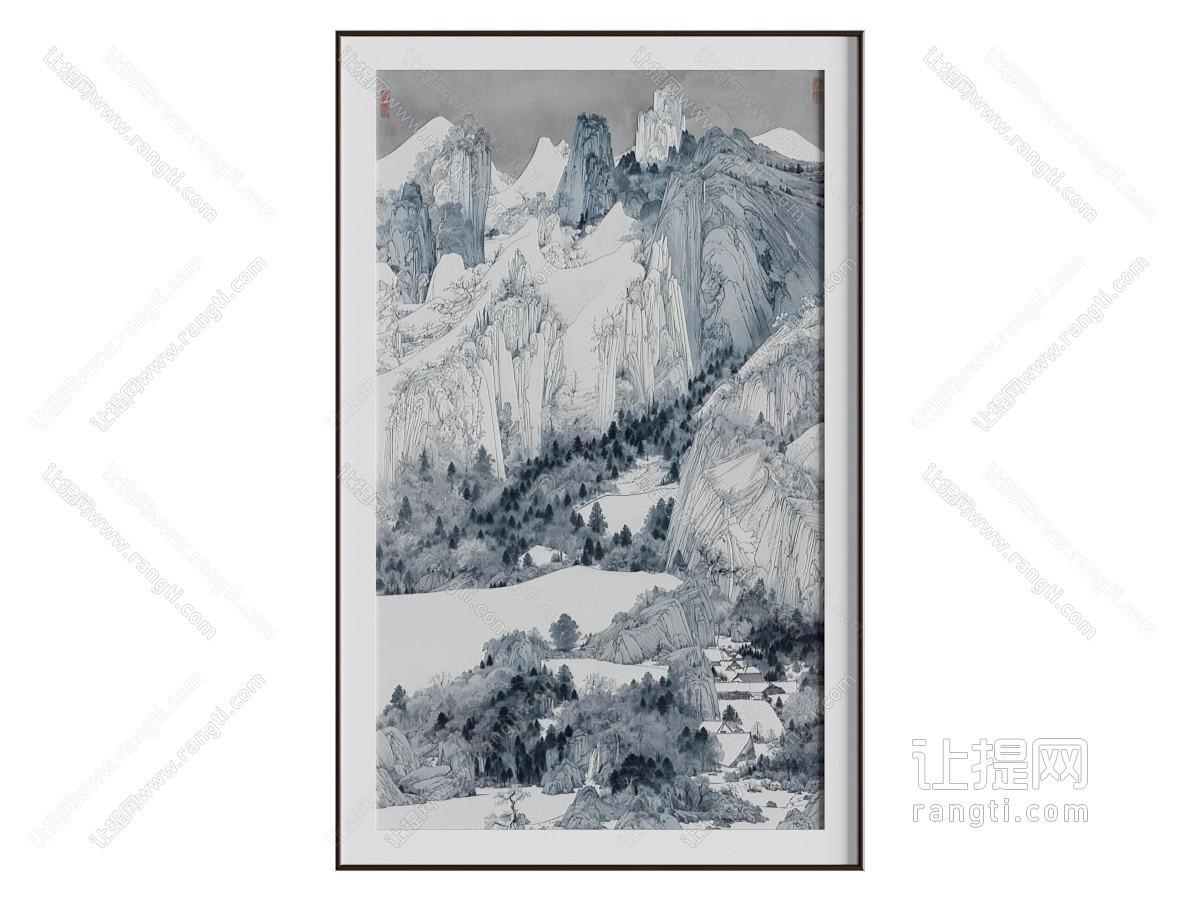 新中式山水画 艺术画 装饰画 挂画