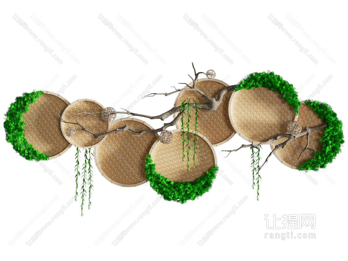 新中式墙饰 绿植挂饰