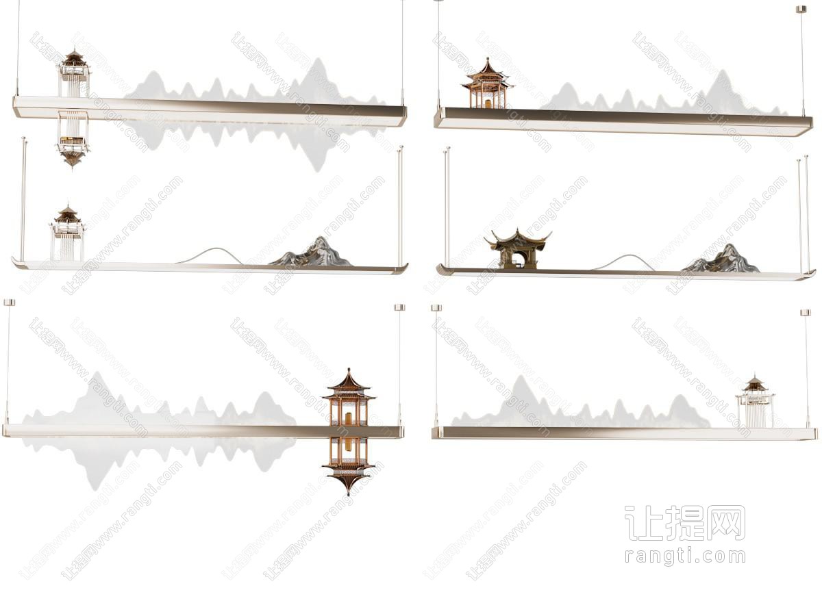 新中式山水吊灯