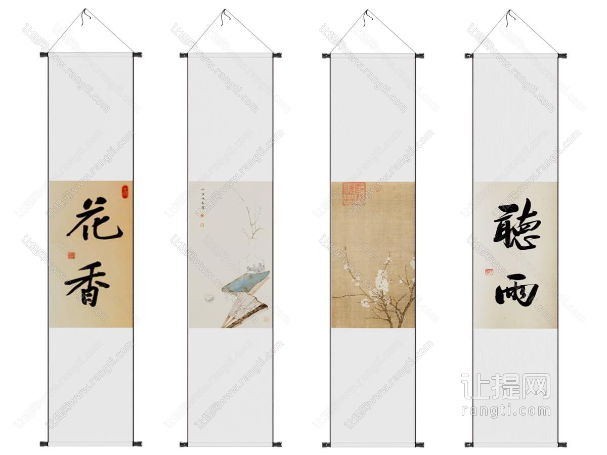 新中式挂画 新中式装饰画 挂画组合 卷轴挂画
