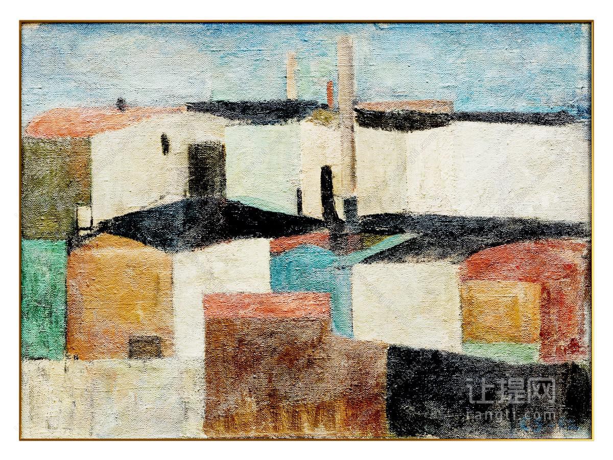 现代抽象建筑挂画 装饰画