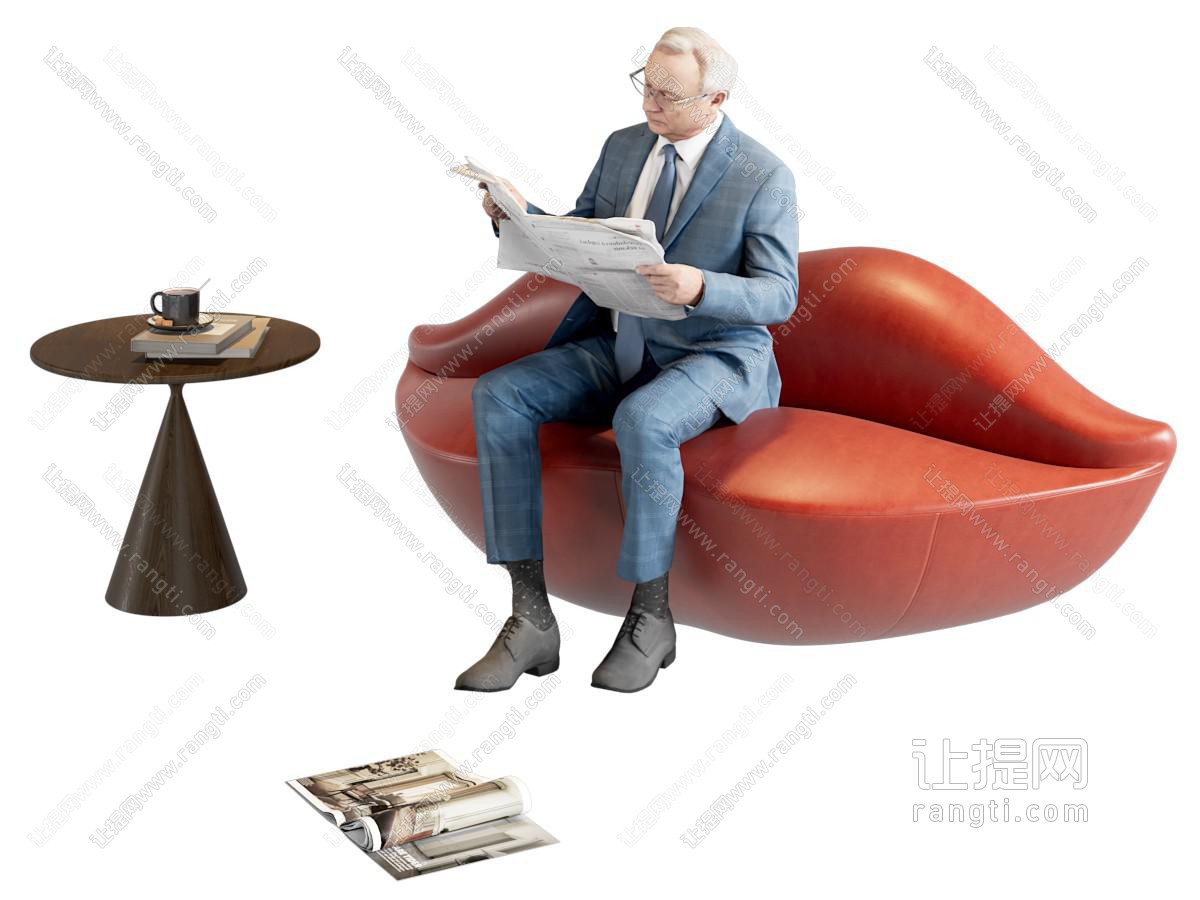 现代嘴唇造型异形多人沙发 边几