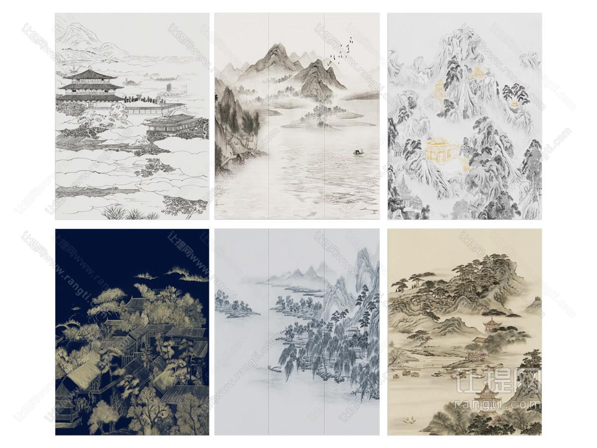 新中式山水装饰挂画
