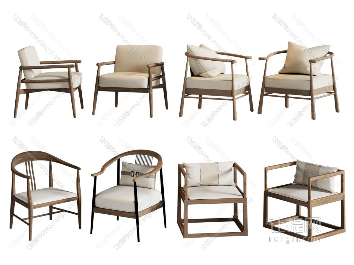 新中式休闲椅 圈椅 单人沙发 茶椅