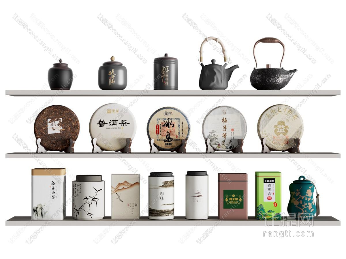茶壶 茶叶 绿茶 茶饼 新中式摆件