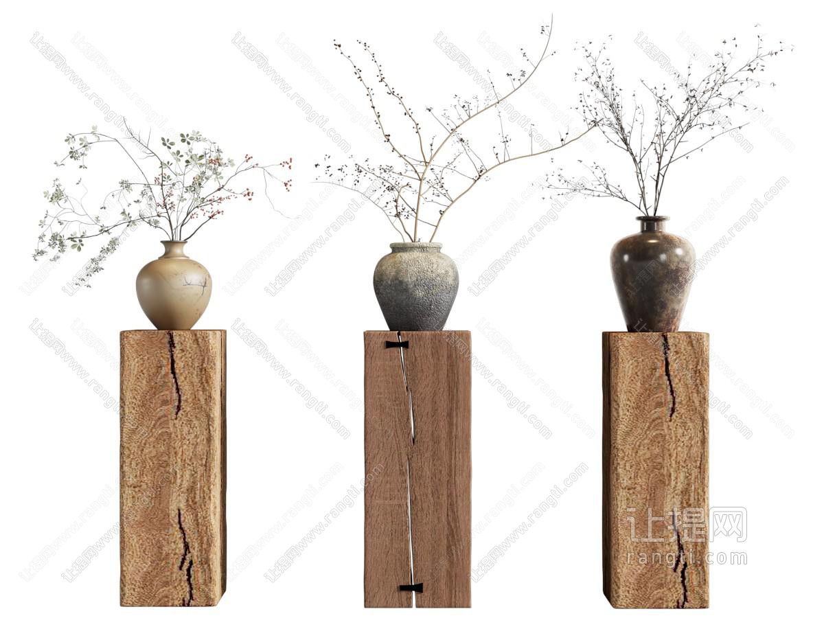 中古侘寂花艺 干枝花艺 盆栽干枝 中古风干枝摆件