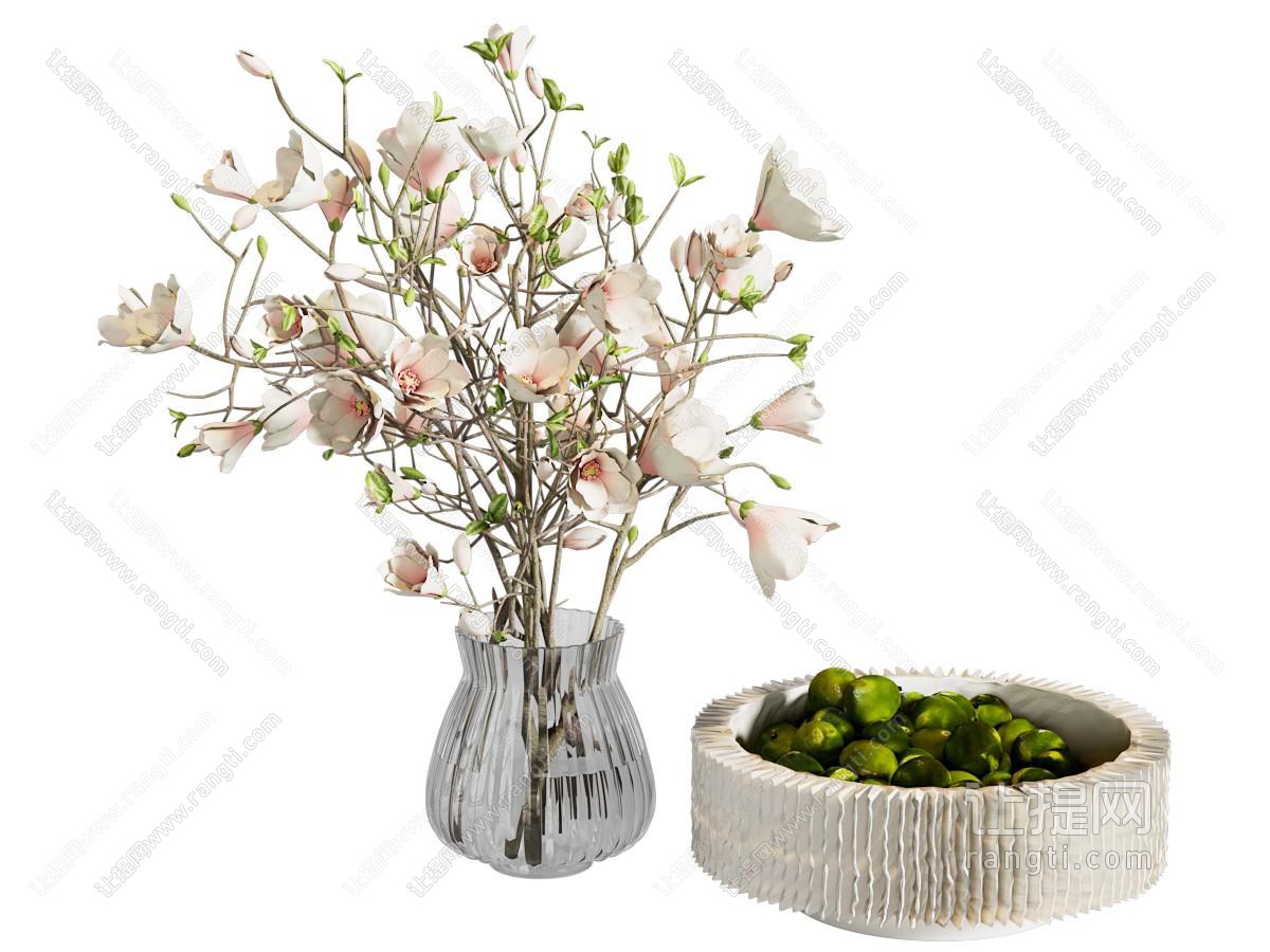 现代花瓶花卉 烟灰缸摆件组合
