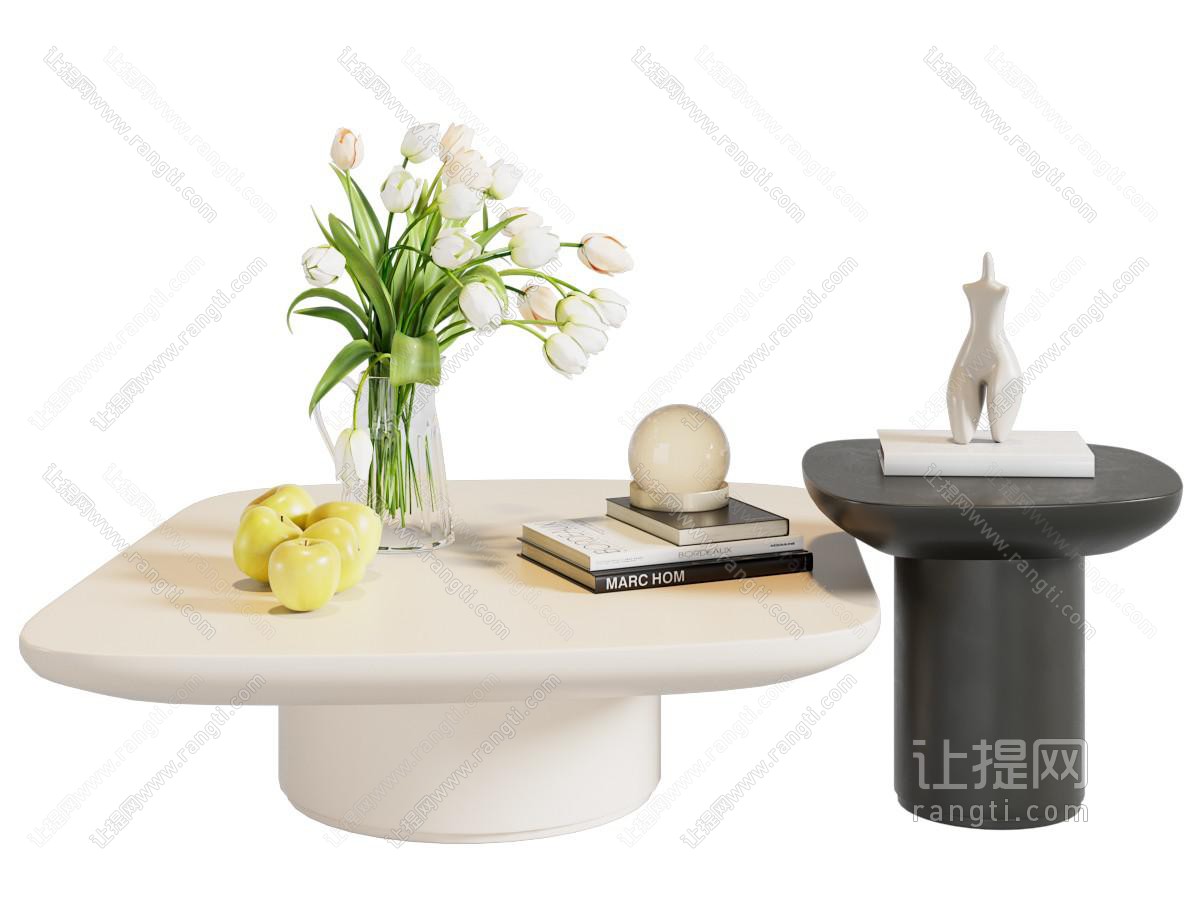 现代奶油风花瓶摆件茶几