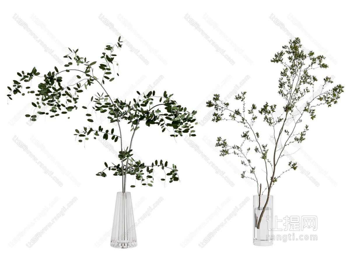 现代玻璃花瓶花卉