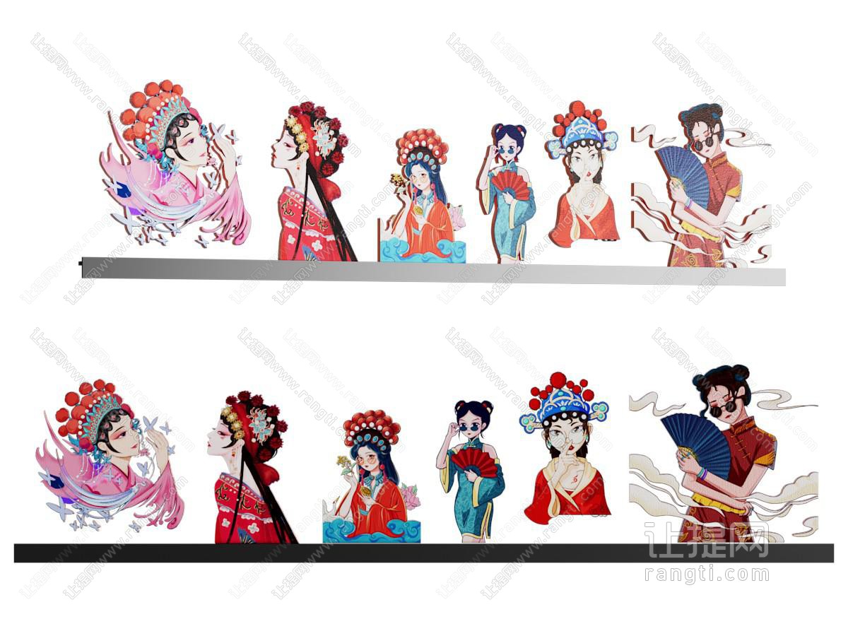 新中式国少女墙饰