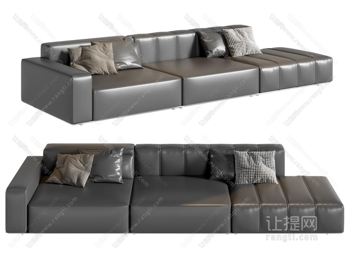 现代三人沙发