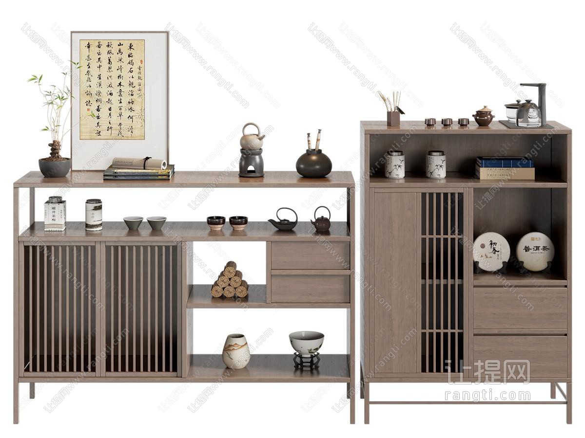 新中式茶柜 茶水柜 茶具