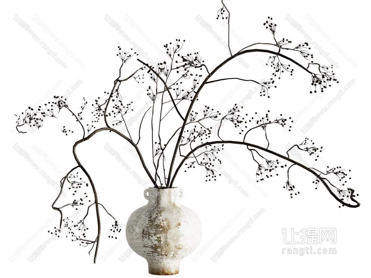 新中式花瓶 新中式插花 枯枝插花