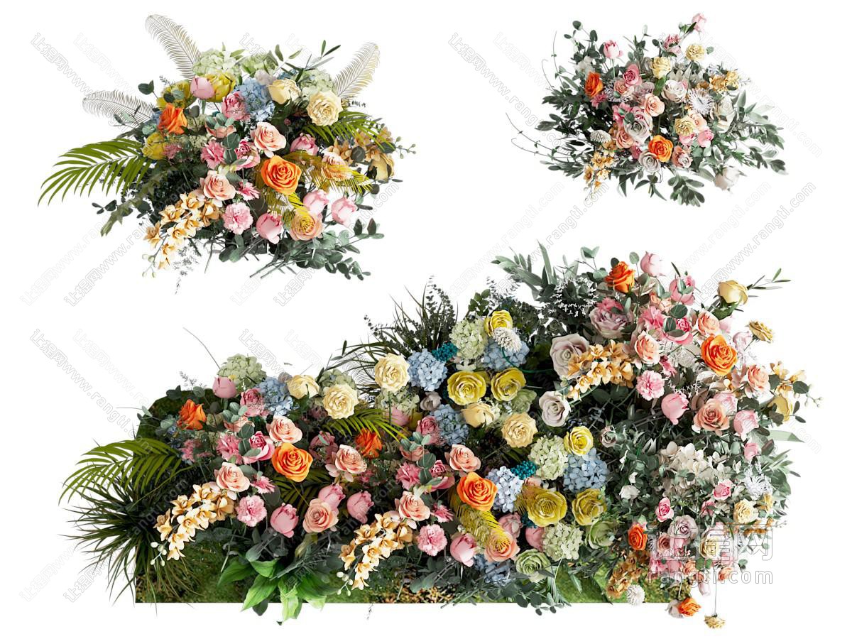 花 花簇 红花 黄花 粉色花 花草堆 花丛 鲜花