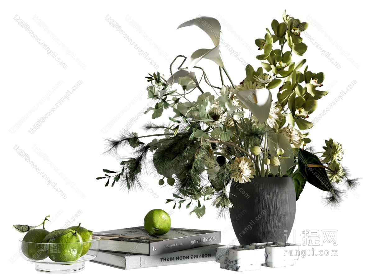 现代装饰摆件组合 花艺摆件 书