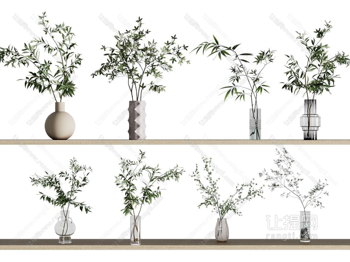 现代花瓶 现代花瓶花卉 绿植摆件