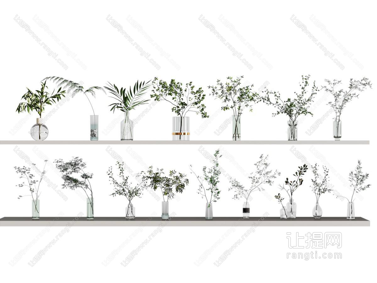 玻璃花瓶绿植组合