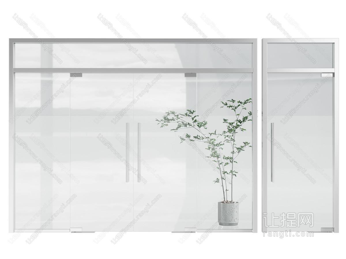 现代玻璃门 玻璃双开门
