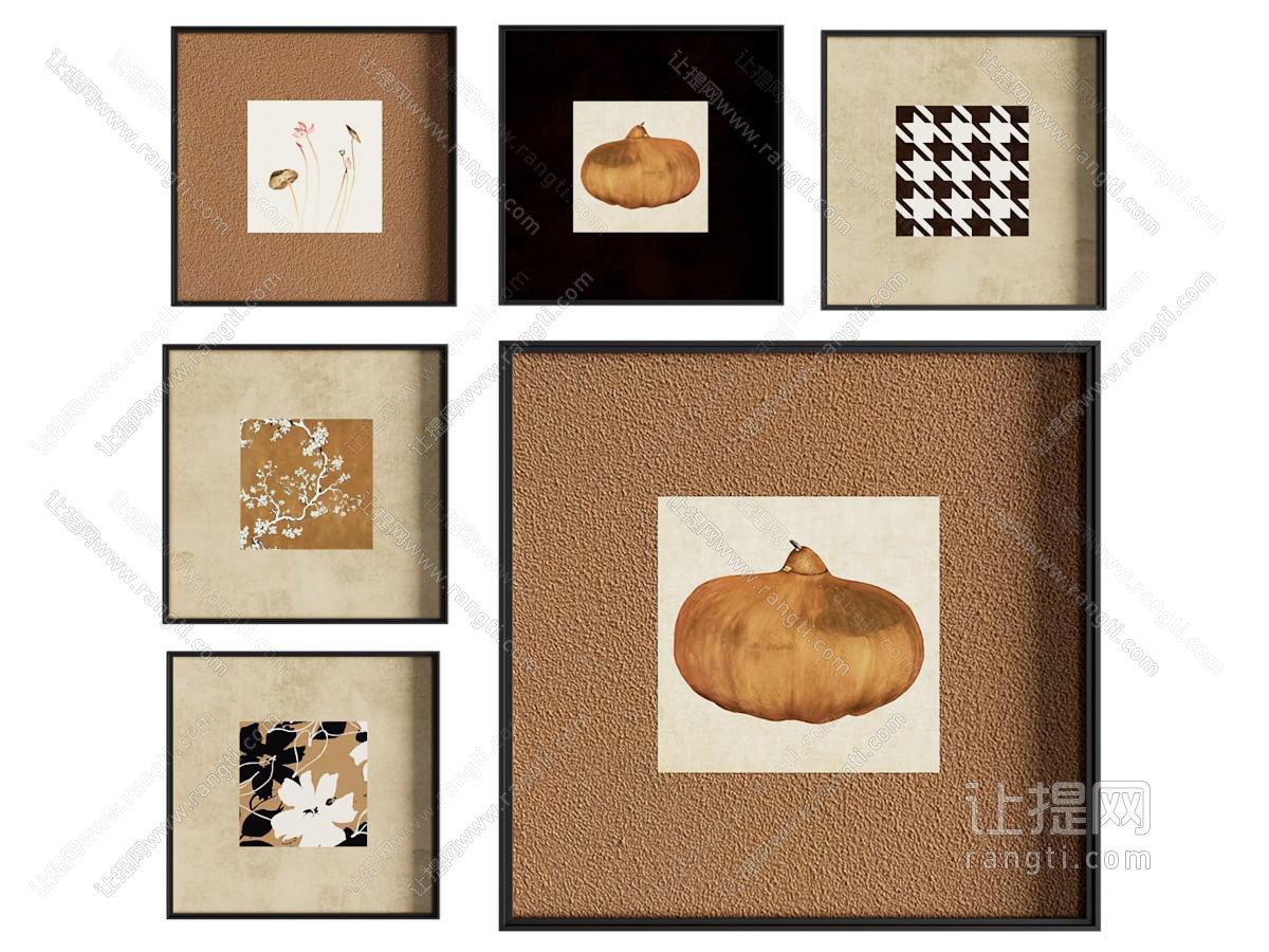中古风肌理画 艺术画 装饰画