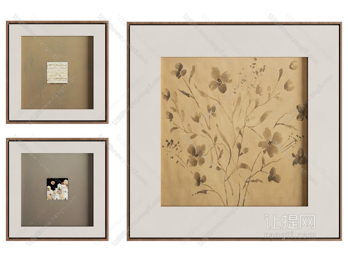 新中式中古抽象画 极简复古装饰画