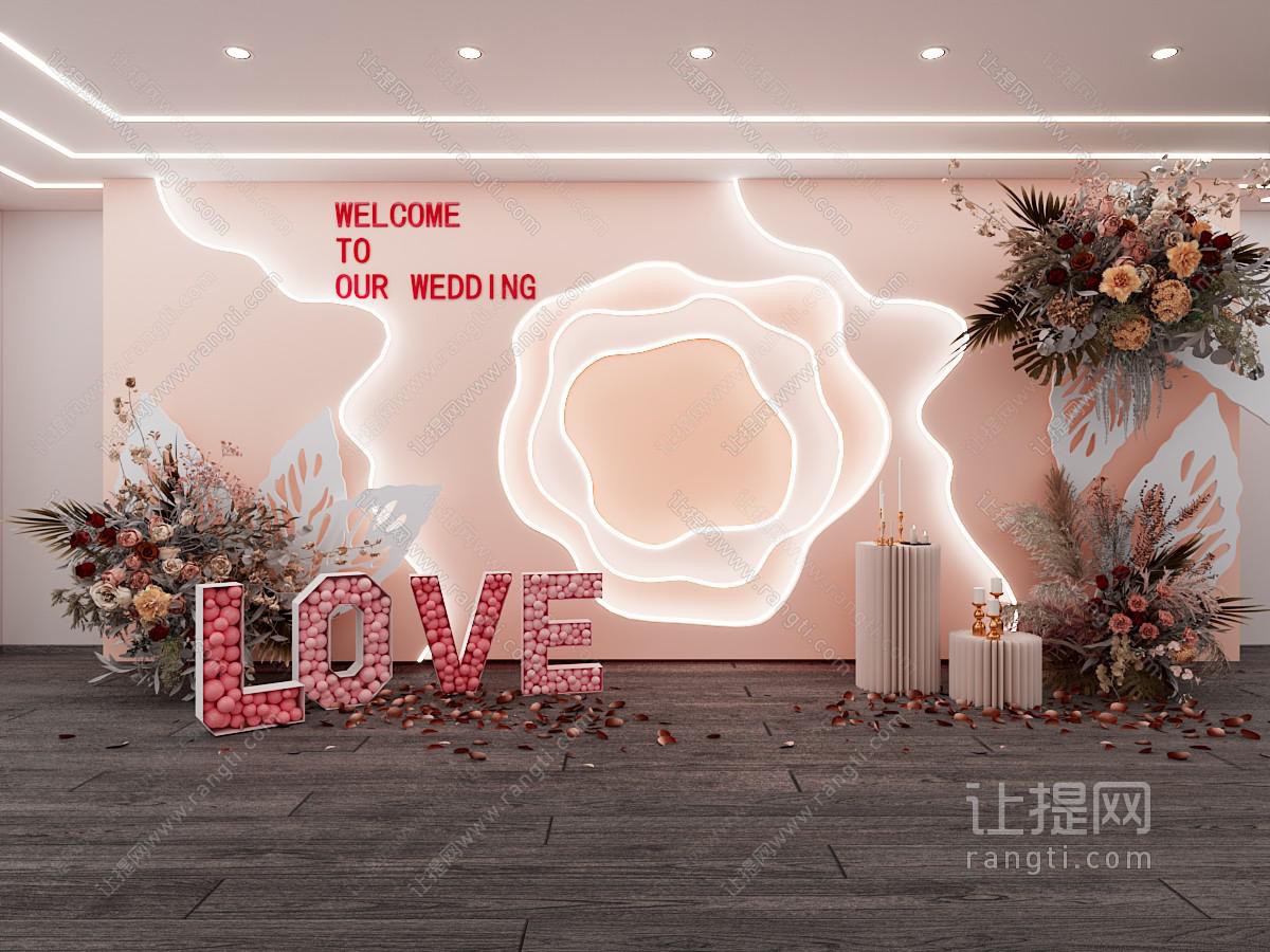 时尚流行love花艺婚礼美陈