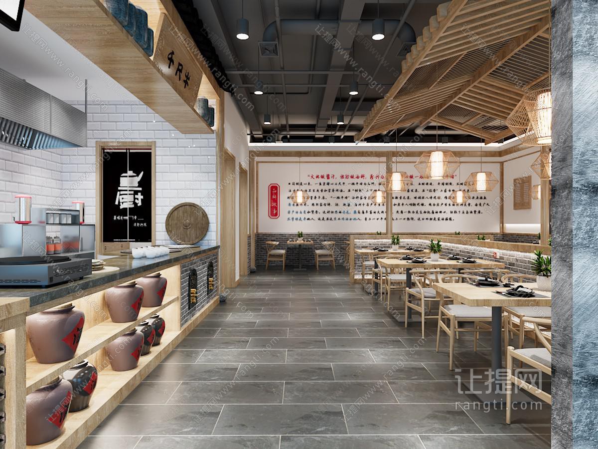 新中式饭店餐馆就餐区