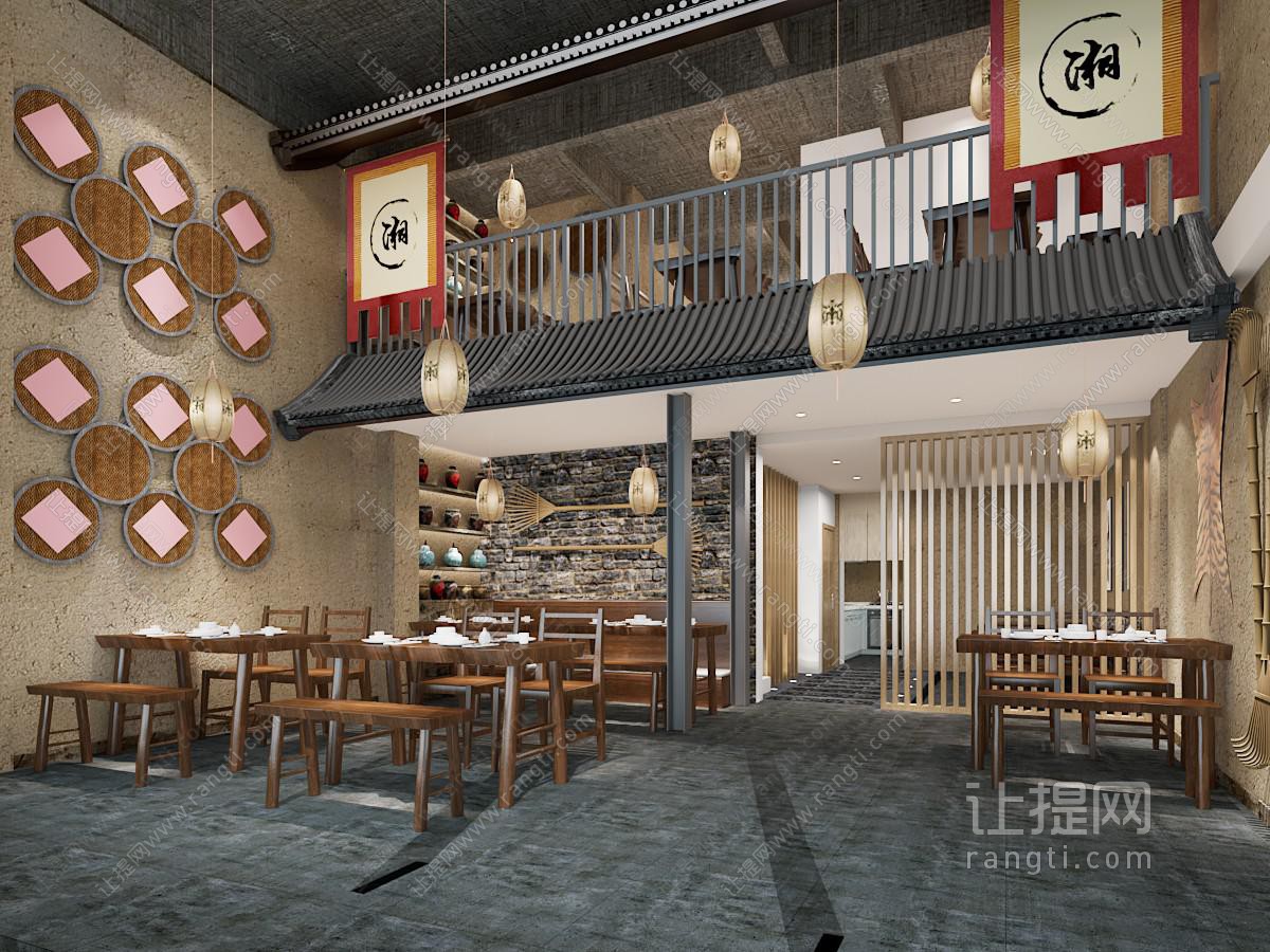 新中式饭店餐馆就餐区