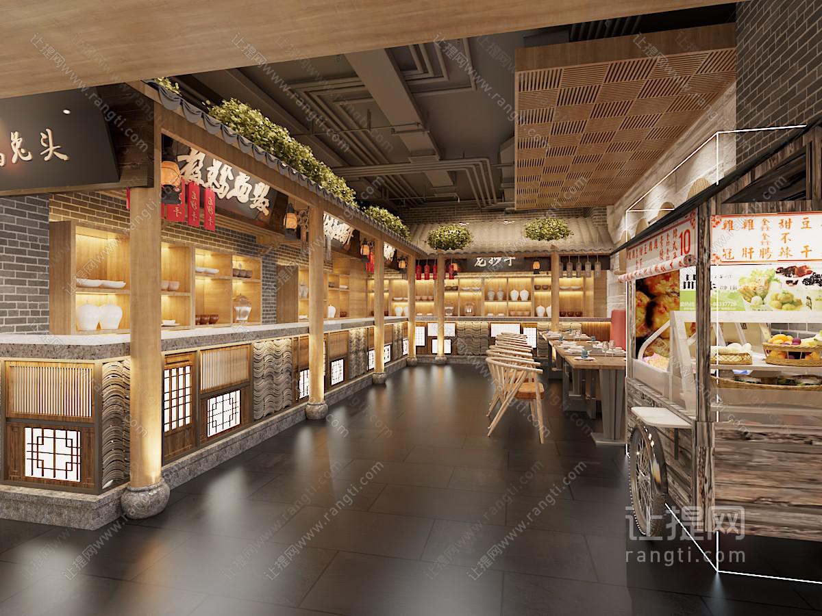 新中式饭店餐馆就餐区