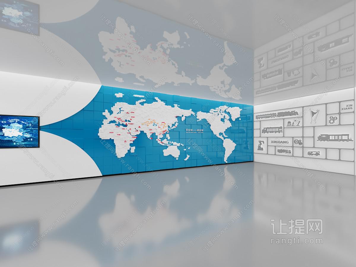 现代科技感世界地图背景墙