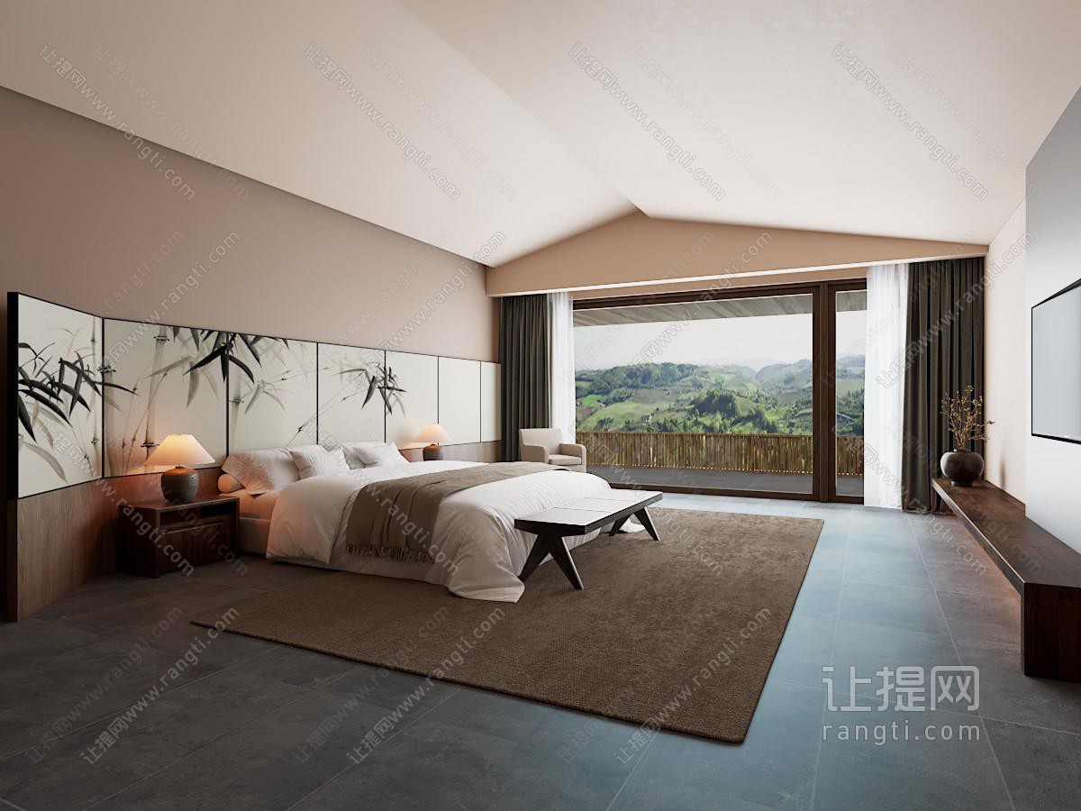 新中式侘寂度假酒店客房