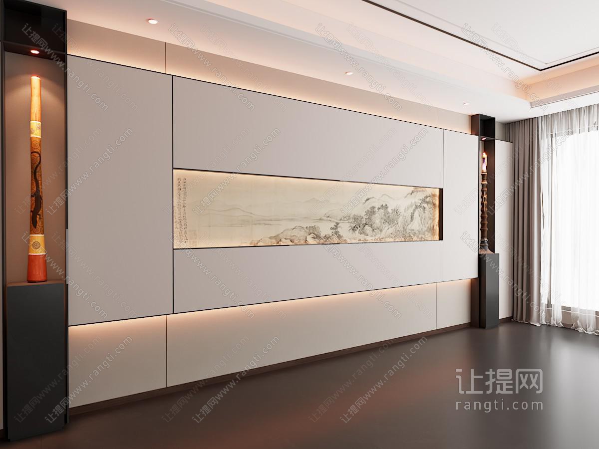 新中式山水画背景墙