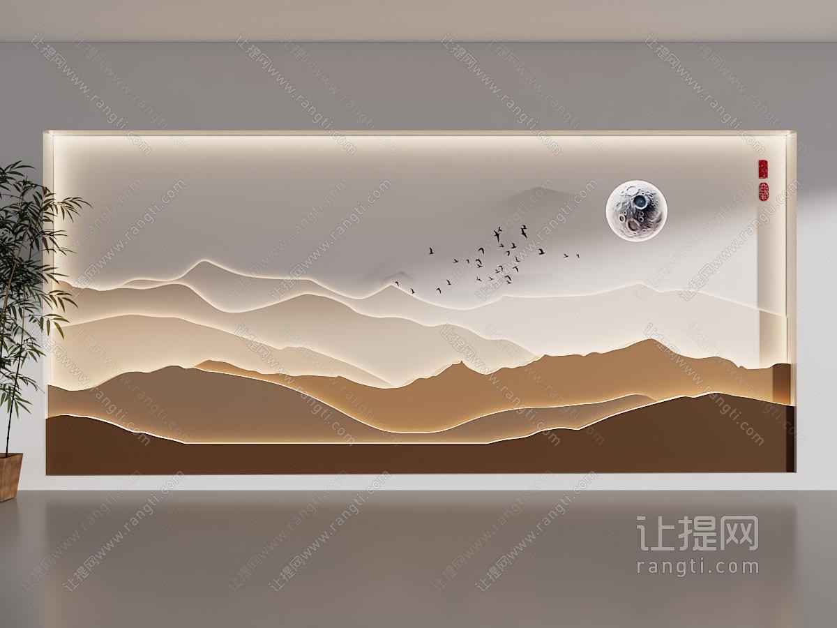 新中式山水背景墙