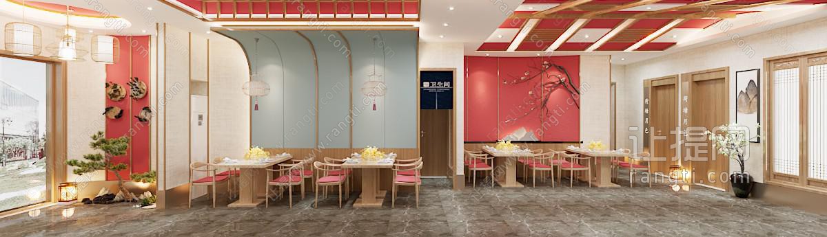 新中式饭店餐馆就餐区
