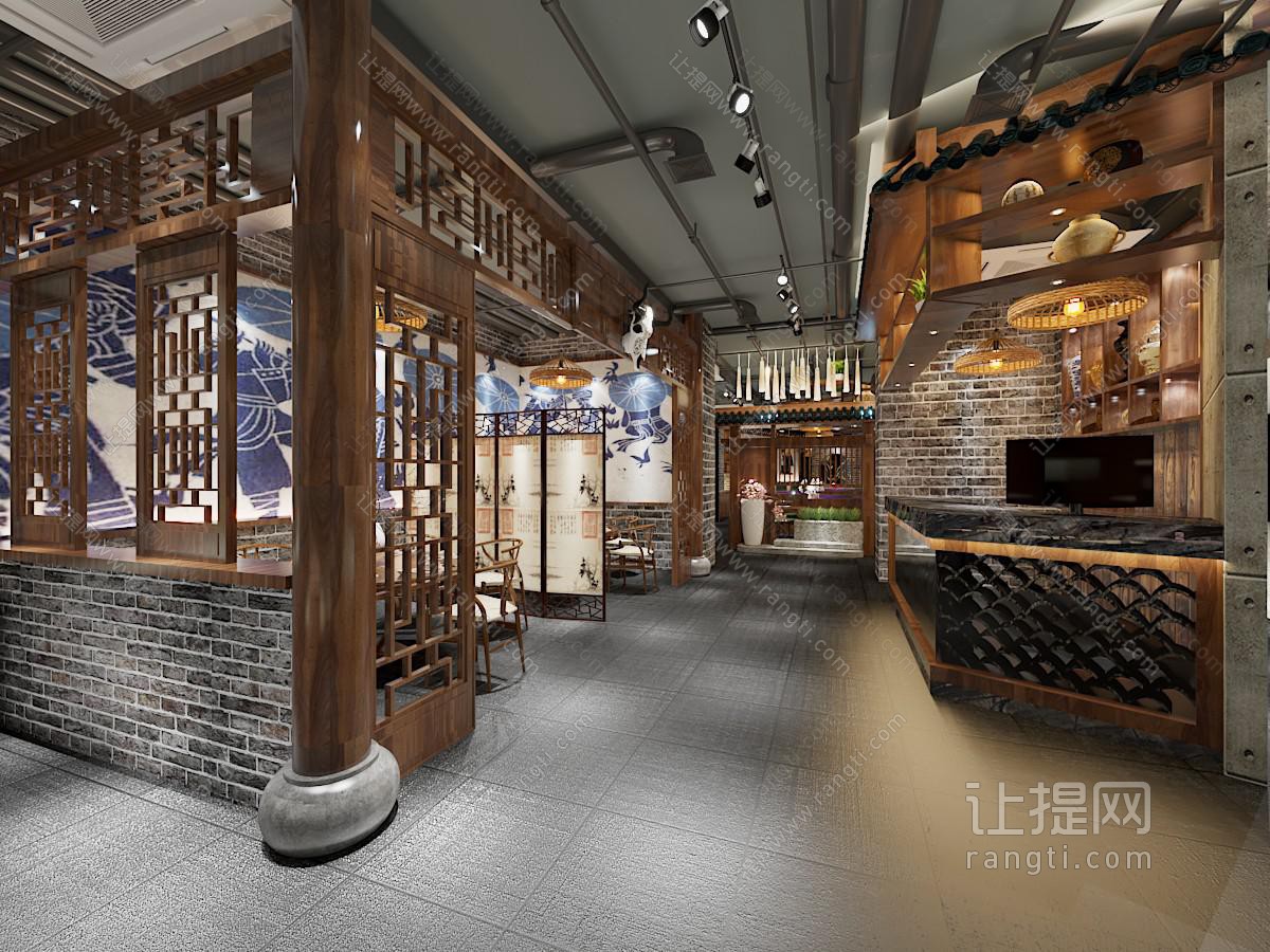 中式饭店餐馆就餐区 前台