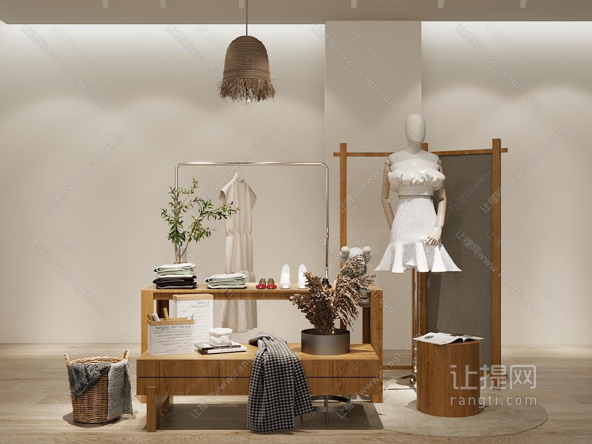 现代服装店美陈 摆件组合