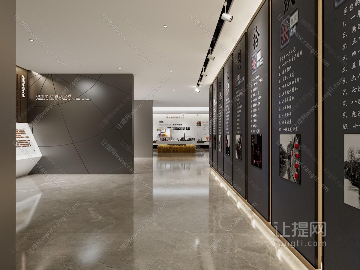 现代展厅展览走廊过道